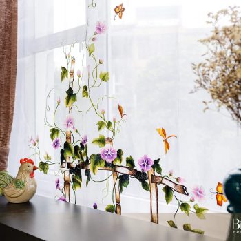 Rèm thêu tay hoa bìm bịp - Rèm cao cấp