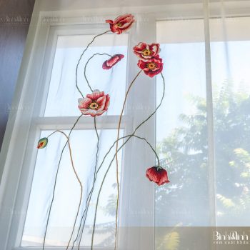 Rèm thêu hoa anh túc - Rèm xuất khẩu Bình Minh