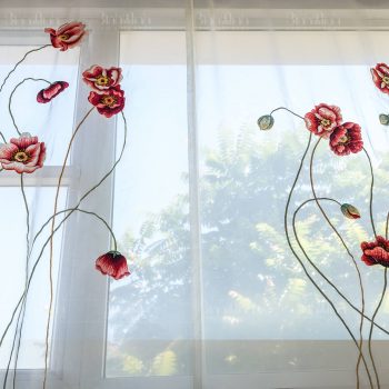 Rèm thêu hoa anh túc - Rèm xuất khẩu Bình Minh