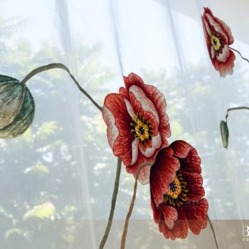 Rèm thêu hoa anh túc - Rèm xuất khẩu Bình Minh