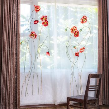 Rèm thêu hoa anh túc - Rèm xuất khẩu Bình Minh