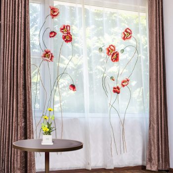 Rèm thêu hoa anh túc - Rèm xuất khẩu Bình Minh