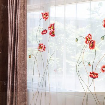 Rèm thêu hoa anh túc - Rèm xuất khẩu Bình Minh
