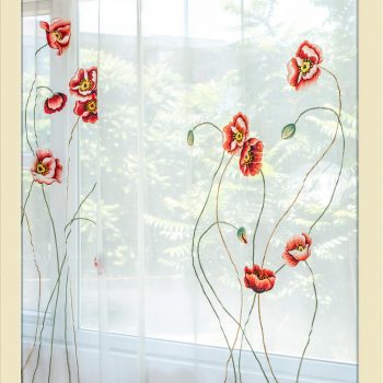 Rèm thêu hoa anh túc - Rèm xuất khẩu Bình Minh