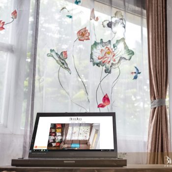 Mẫu rèm thêu sen: Dạ khúc sen - Rèm cao cấp