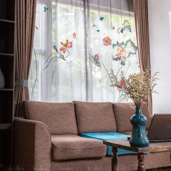 Mẫu rèm thêu sen: Dạ khúc sen - Rèm cao cấp