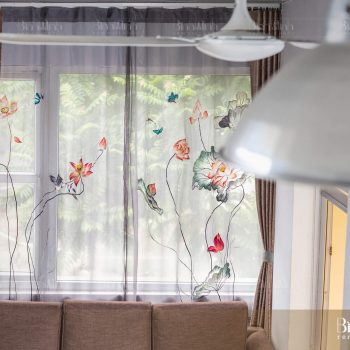 Mẫu rèm thêu sen: Dạ khúc sen - Rèm cao cấp