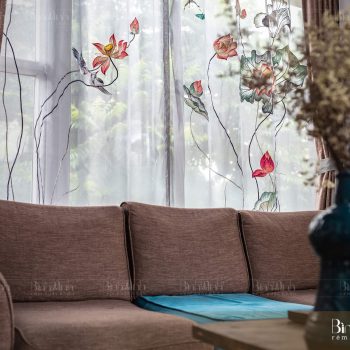 Mẫu rèm thêu sen: Dạ khúc sen - Rèm cao cấp