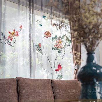 Mẫu rèm thêu sen: Dạ khúc sen - Rèm cao cấp