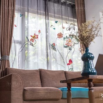 Mẫu rèm thêu sen: Dạ khúc sen - Rèm cao cấp