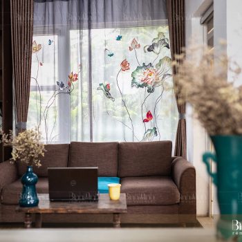 Mẫu rèm thêu sen: Dạ khúc sen - Rèm cao cấp