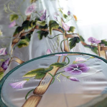 Rèm thêu tay hoa bìm bịp - Rèm cao cấp