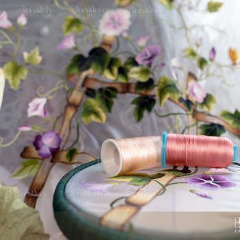 Rèm thêu tay hoa bìm bịp - Rèm cao cấp