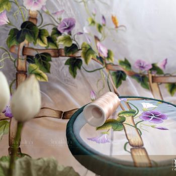 Rèm thêu tay hoa bìm bịp - Rèm cao cấp