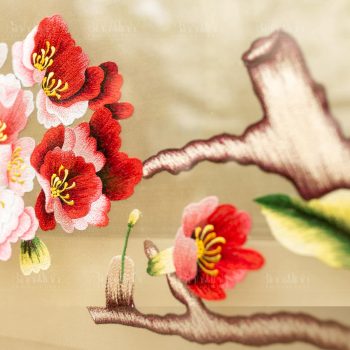 Tranh thêu hoa đào - Tranh cao cấp