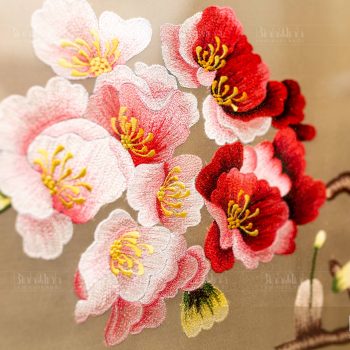 Tranh thêu hoa đào - Tranh cao cấp