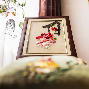 Tranh thêu hoa đào - Tranh thêu cao cấp