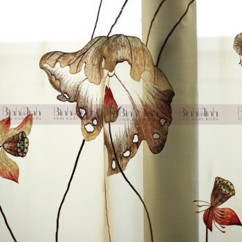 Rèm biệt thự thêu hoa sen cao cấp