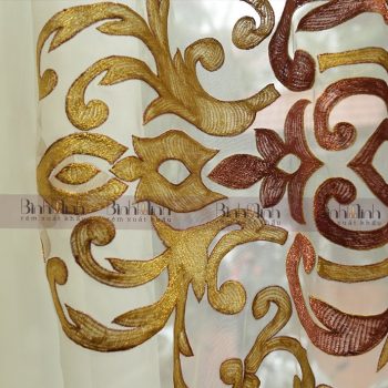 rèm voan thêu chỉ vàng
