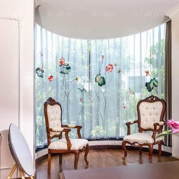 Rèm biệt thự thêu hoa sen - Rèm cửa cao cấp