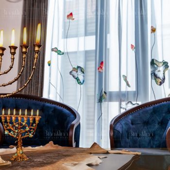 Rèm biệt thự thêu hoa sen - Rèm cửa cao cấp