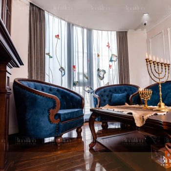 Rèm biệt thự thêu hoa sen - Rèm cửa cao cấp