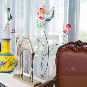 Rèm biệt thự thêu hoa sen - Rèm cửa cao cấp