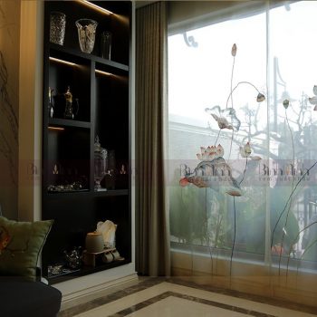 Rèm biệt thự Vinhome mẫu rèm thêu sen