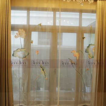 Rèm biệt thự Vinhome mẫu rèm thêu sen