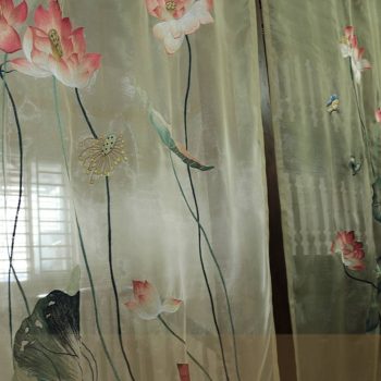 rèm phòng thờ thêu sen