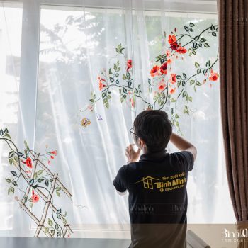 Rèm thêu hoa đăng tiêu