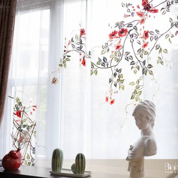 Mẫu rèm thêu hoa đăng tiêu