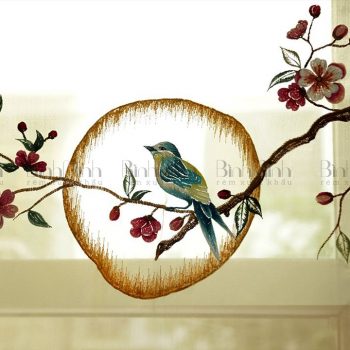 Rèm thêu hoa đào