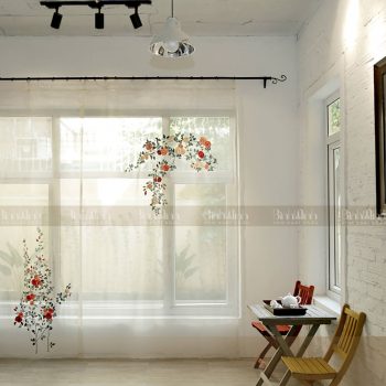 Rèm thêu hoa hồng leo