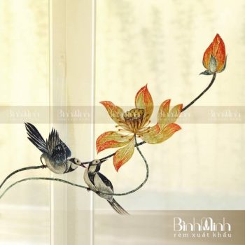 Mẫu rèm thêu hoa sen cao cấp: Sen rủ