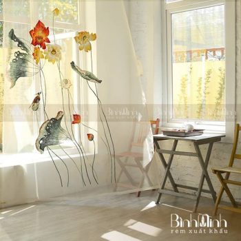 Mẫu rèm thêu hoa sen cao cấp: Sen rủ