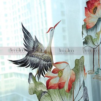 Mẫu rèm thêu cao cấp: Vườn sen