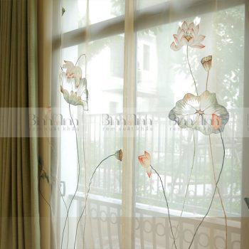 Mẫu rèm thêu cao cấp: Thanh liên hoa