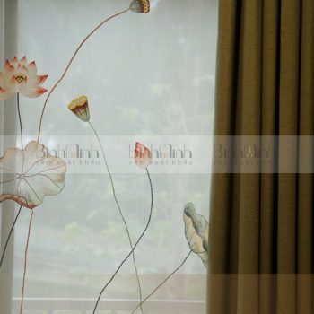 Mẫu rèm thêu cao cấp: Thanh liên hoa