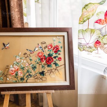 Tranh thêu hoa hồng - Tranh thêu Bình Minh