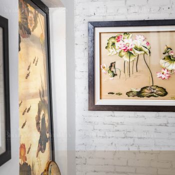 Tranh thêu hoa sen - Tranh thêu tay cao cấp