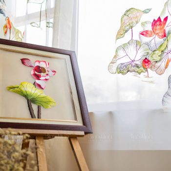 Tranh thêu hoa sen - Tranh thêu Bình Minh