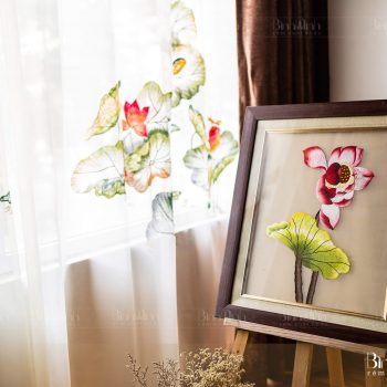 Tranh thêu hoa sen - Tranh thêu Bình Minh