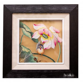 Tranh thêu hoa sen - Tranh thêu tay cao cấp Bình Minh