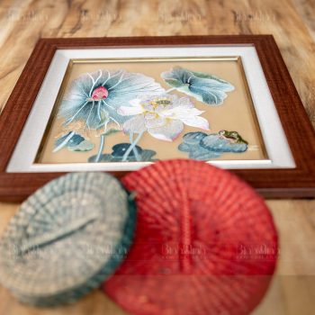 Tranh thêu sen nghệ thuật - Tranh thêu cao cấp Bình Minh