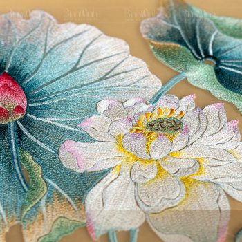 Tranh thêu sen nghệ thuật - Tranh thêu cao cấp Bình Minh