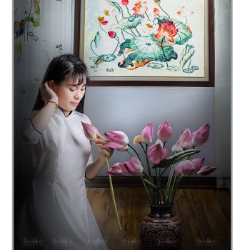 Tranh thêu sen cao cấp - Tranh thêu nghệ thuật