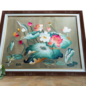 Tranh thêu sen cao cấp - Tranh thêu nghệ thuật