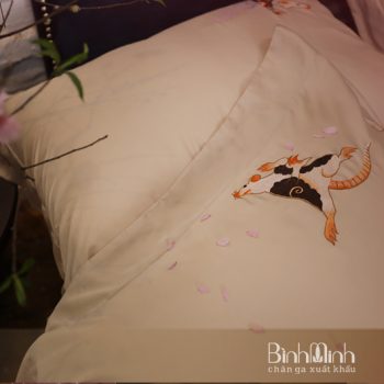 Bộ chăn ga gối thêu cao cấp Tencel lụa