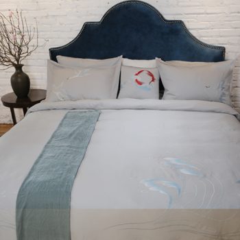 Bộ chăn ga gối thêu cao cấp Tencel lụa